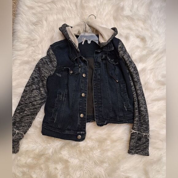 Free People Denim & knit hooded jacket - Picture 8 of 11